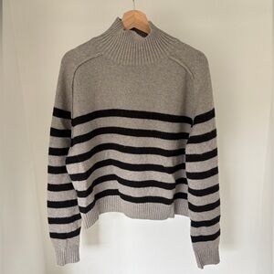 H&M Gray and Black Striped Turtleneck Sweater Medium